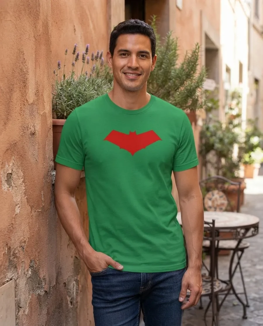 Camiseta Verde Ss Adulto Capuz Vermelho mlr