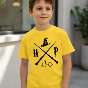 1 Camiseta Amarela Infantil Unissex Harry Potter mlc