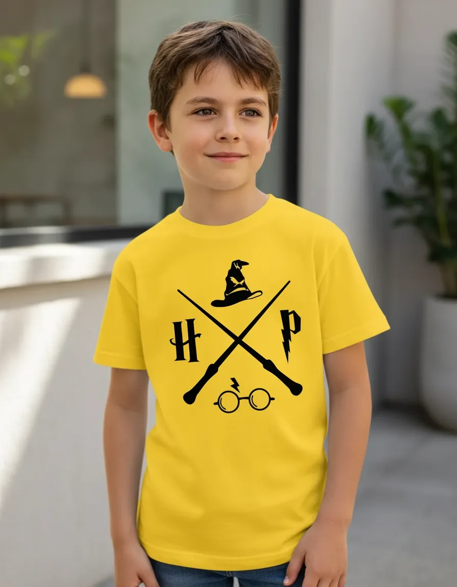 Camiseta Amarela Infantil Unissex Harry Potter mlc