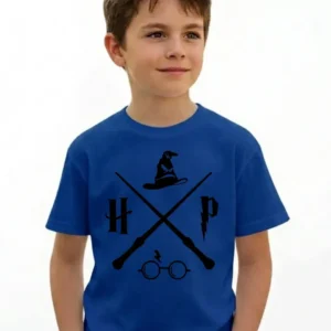 1 Camiseta Azul Infantil Unissex Harry Potter mlc