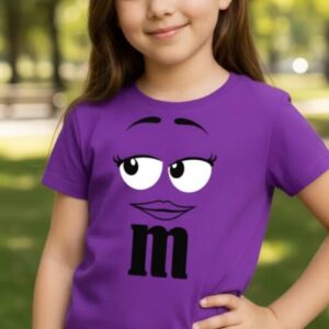 1 Camiseta Roxa Infantil Unissex m&m mod 3 mlr