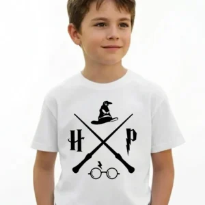 1 Camiseta Branca Infantil Unissex Harry Potter mlc