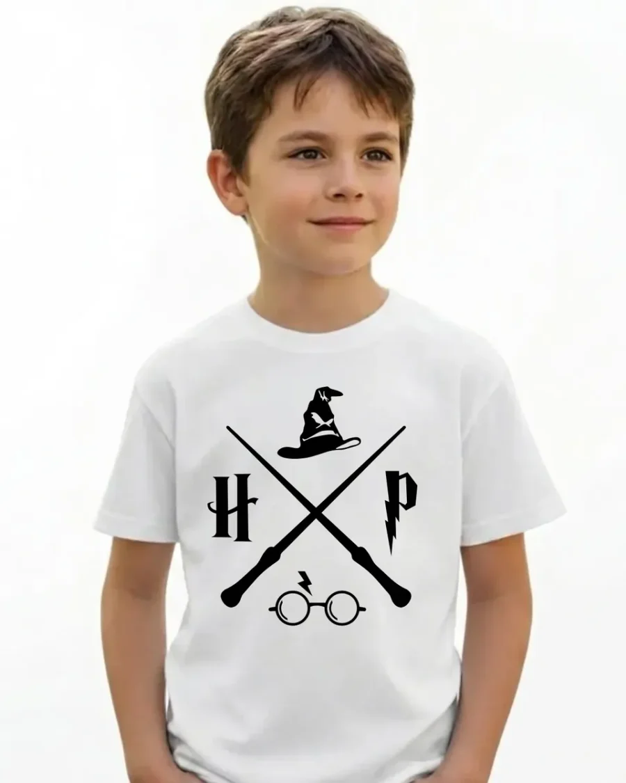 Camiseta Branca Infantil Unissex Harry Potter mlc