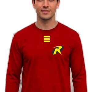 Camiseta Vermelha Manga Longa Adulto Unissex Robin Super Herói DC mlc