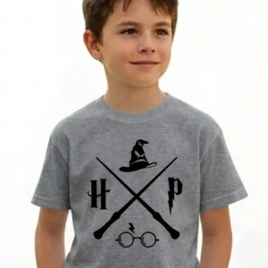 1 Camiseta Cinza Infantil Unissex Harry Potter mlc