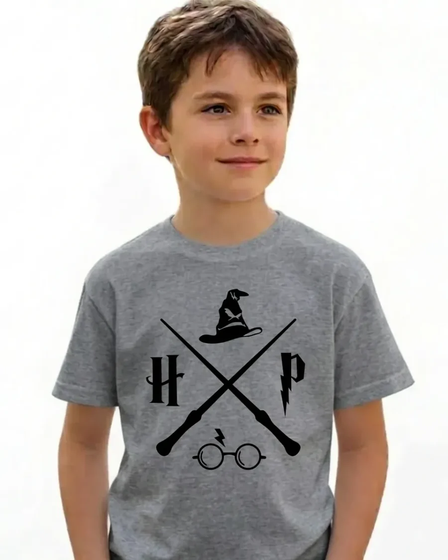 1 Camiseta Cinza Infantil Unissex Harry Potter mlc