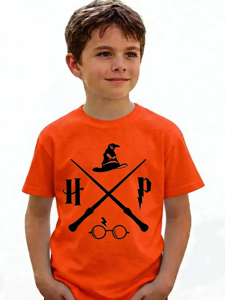 1 Camiseta Laranja Infantil Unissex Harry Potter mlc