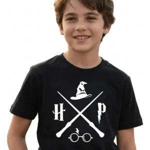 1 Camiseta Preta Infantil Unissex Harry Potter mlc
