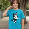 Camiseta Azul-turquesa Manga Curta Infantil Bluey Mackenzie mlc