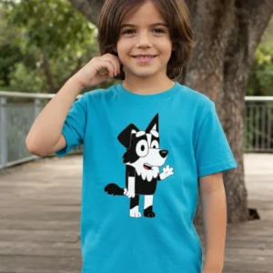 1 Camiseta Azul-turquesa Manga Curta Infantil Bluey Mackenzie mlc