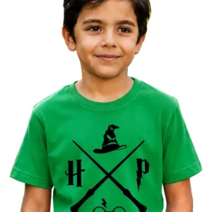1 Camiseta Verde Infantil Unissex Harry Potter mlc