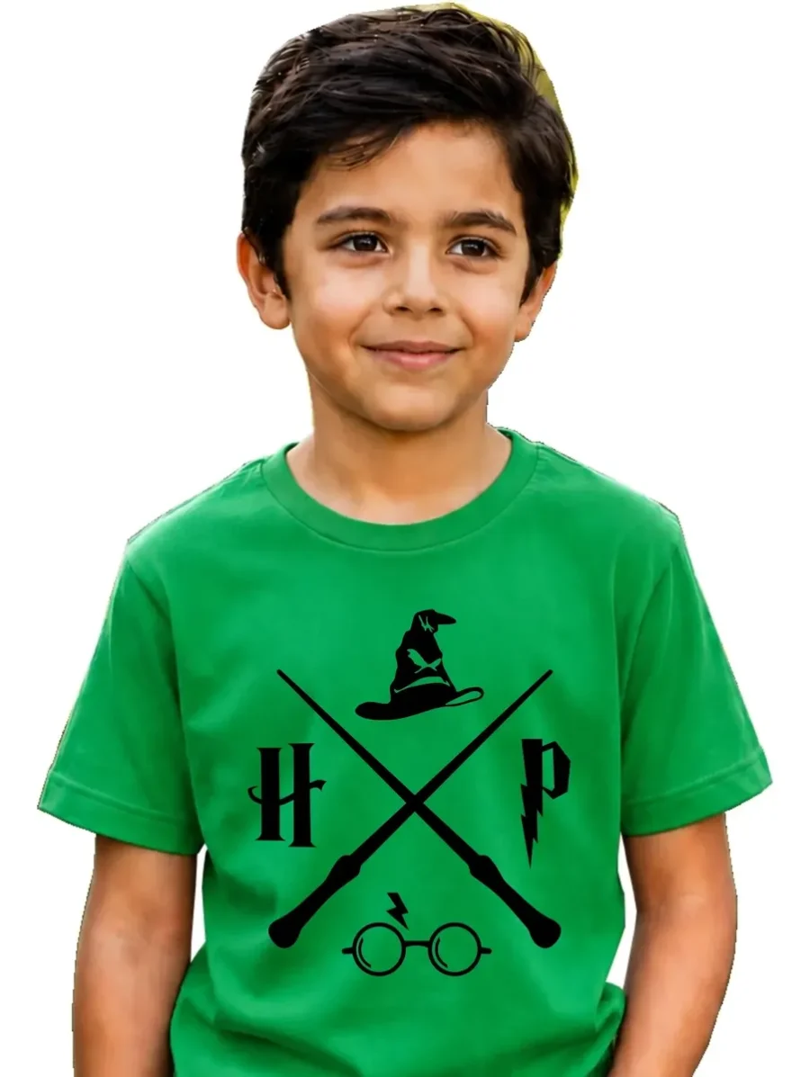1 Camiseta Verde Infantil Unissex Harry Potter mlc