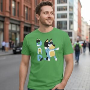 Camiseta Verde Masculina Unissex Bluey Pai mlc