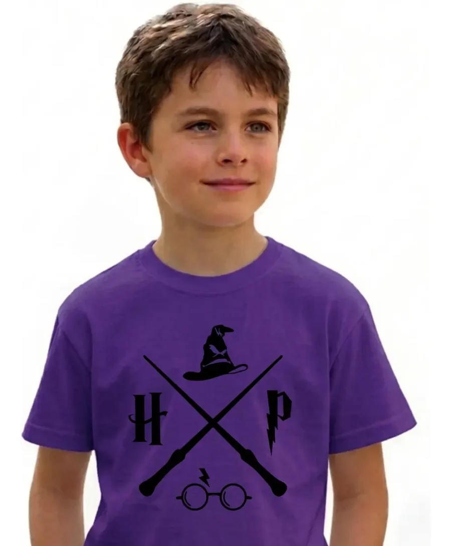 Camiseta Roxa Infantil Unissex Harry Potter mlc