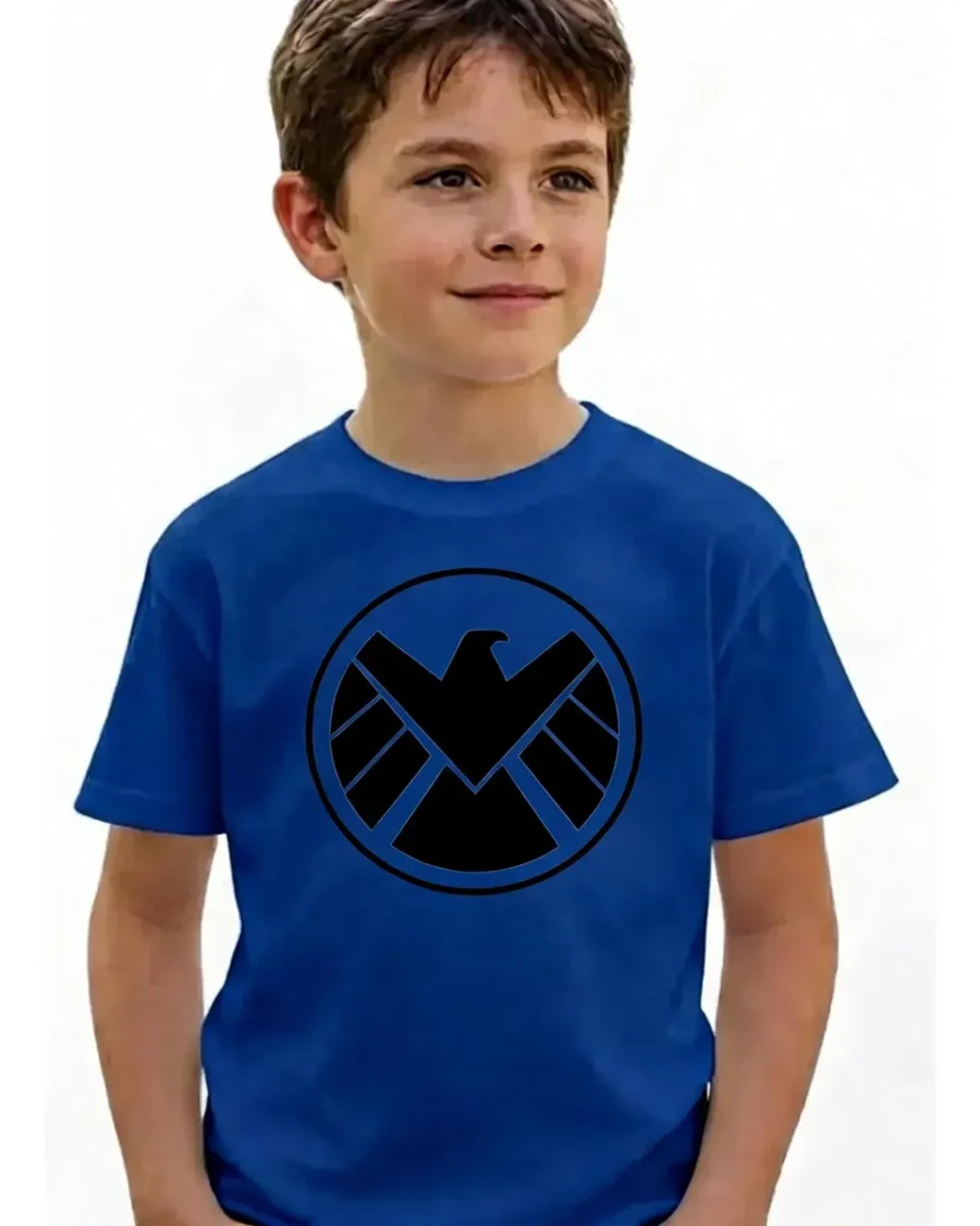 Camiseta Azul Infantil Unissex Shield mlc