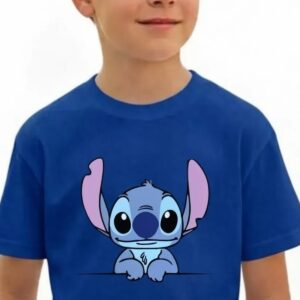 1 Camiseta Azul Infantil Unissex Lilo & Stitch mlc