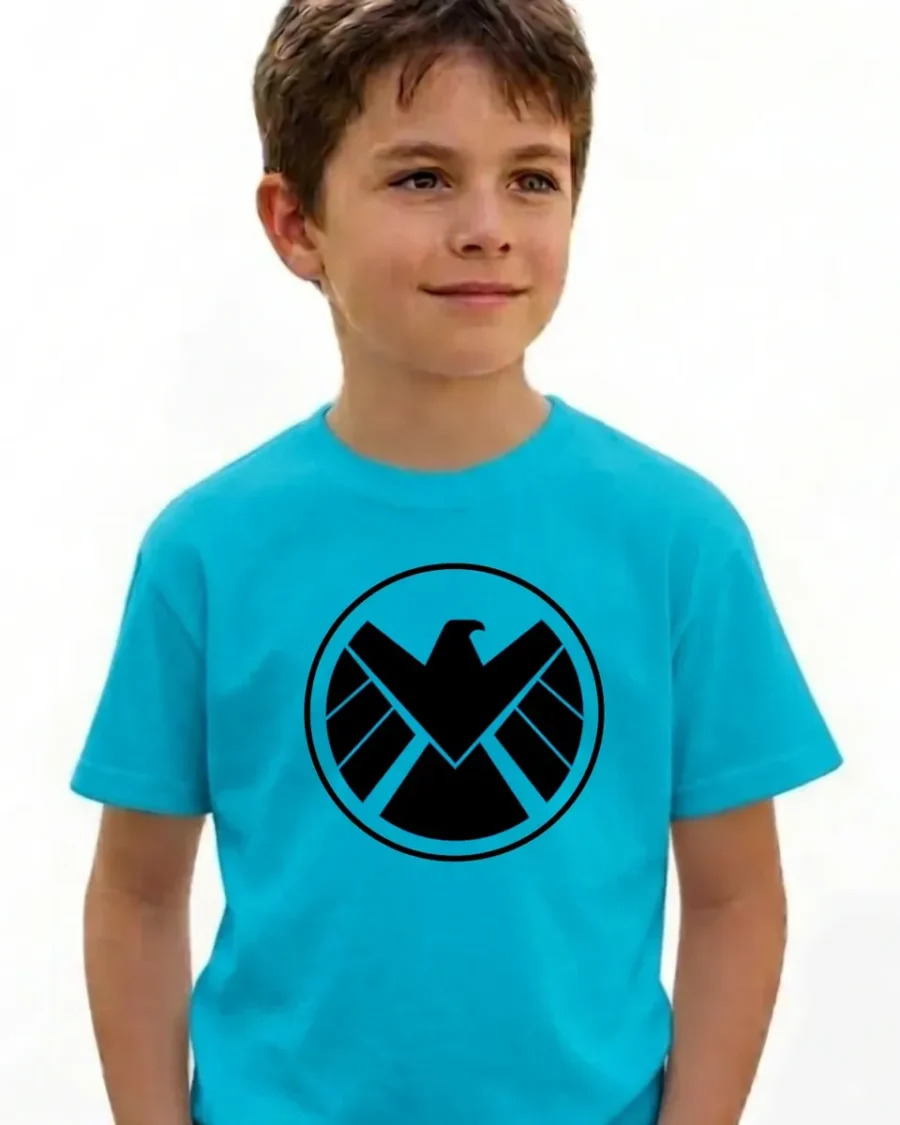 Camiseta Azul-turquesa Infantil Unissex Shield mlc