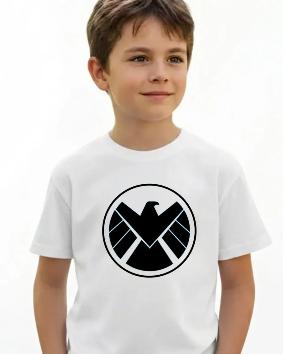 Camiseta Branca Infantil Unissex Shield mlc