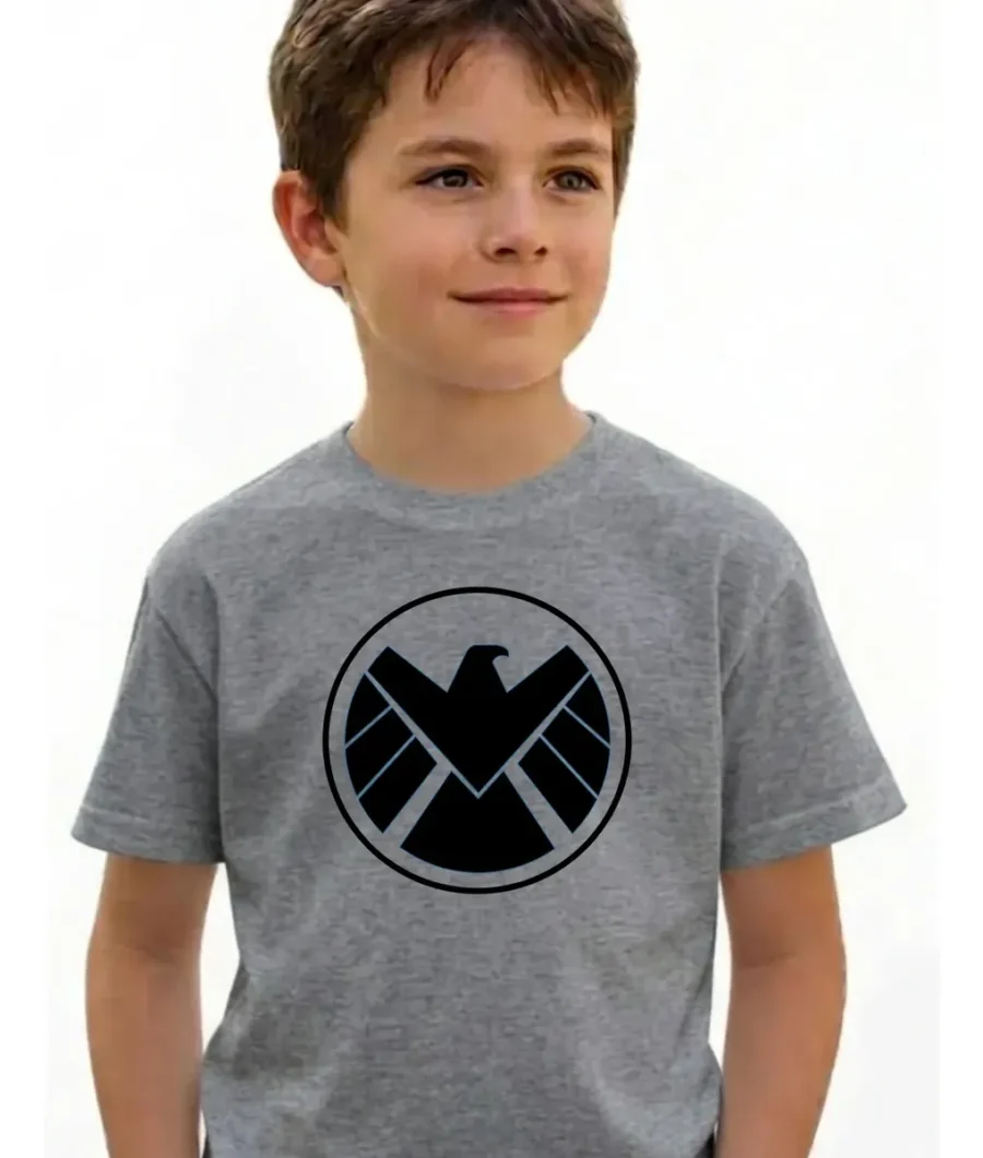 Camiseta Cinza Infantil Unissex Shield mlc
