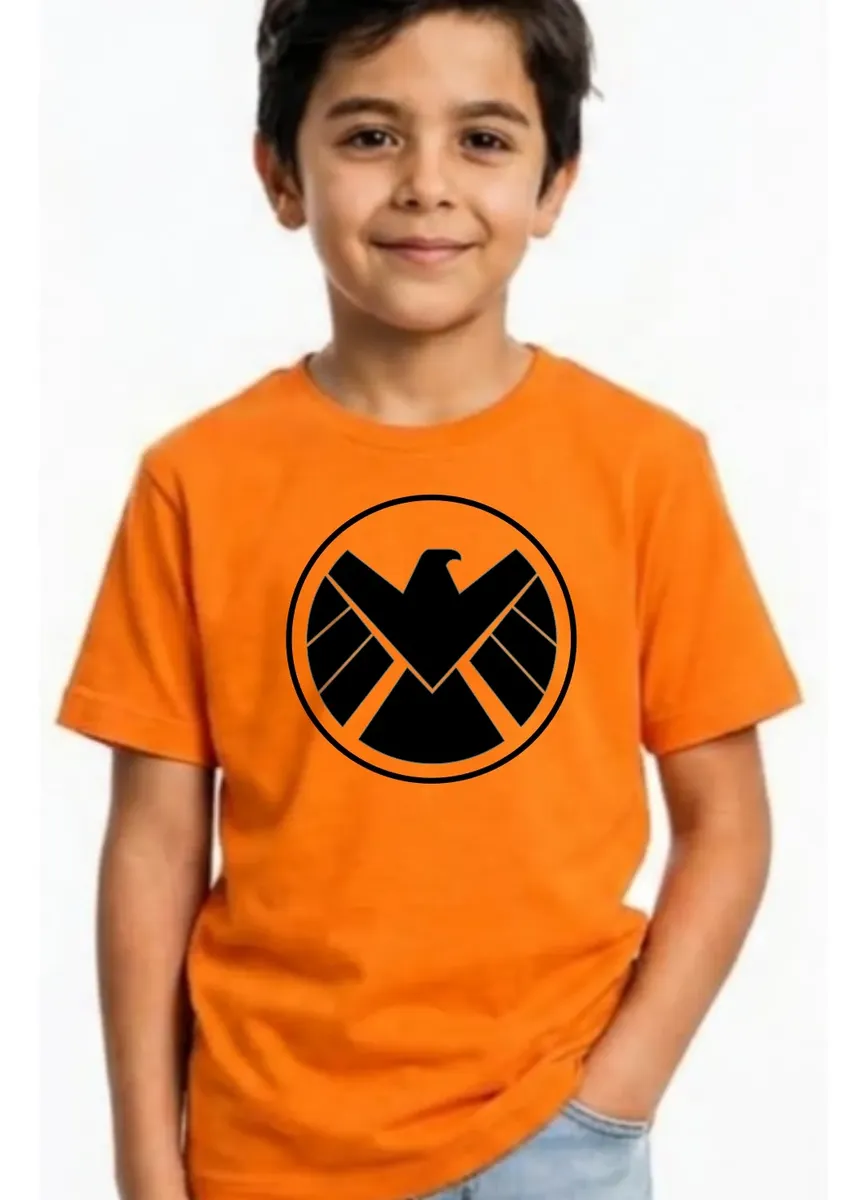 Camiseta Laranja Infantil Unissex Shield mlc