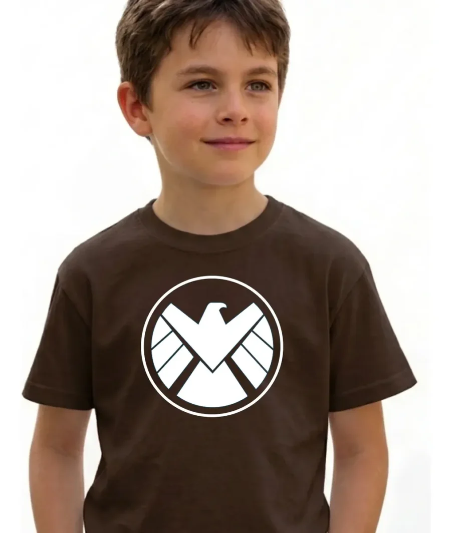 Camiseta Marrom Infantil Unissex Shield mlc