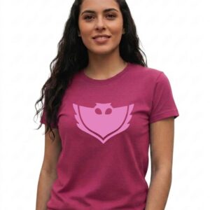 1 Camiseta Rosa Baby Look Feminina Corujita Pj Masks Desenho mlc