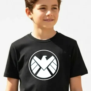 1 Camiseta Preta Infantil Unissex Shield mlc