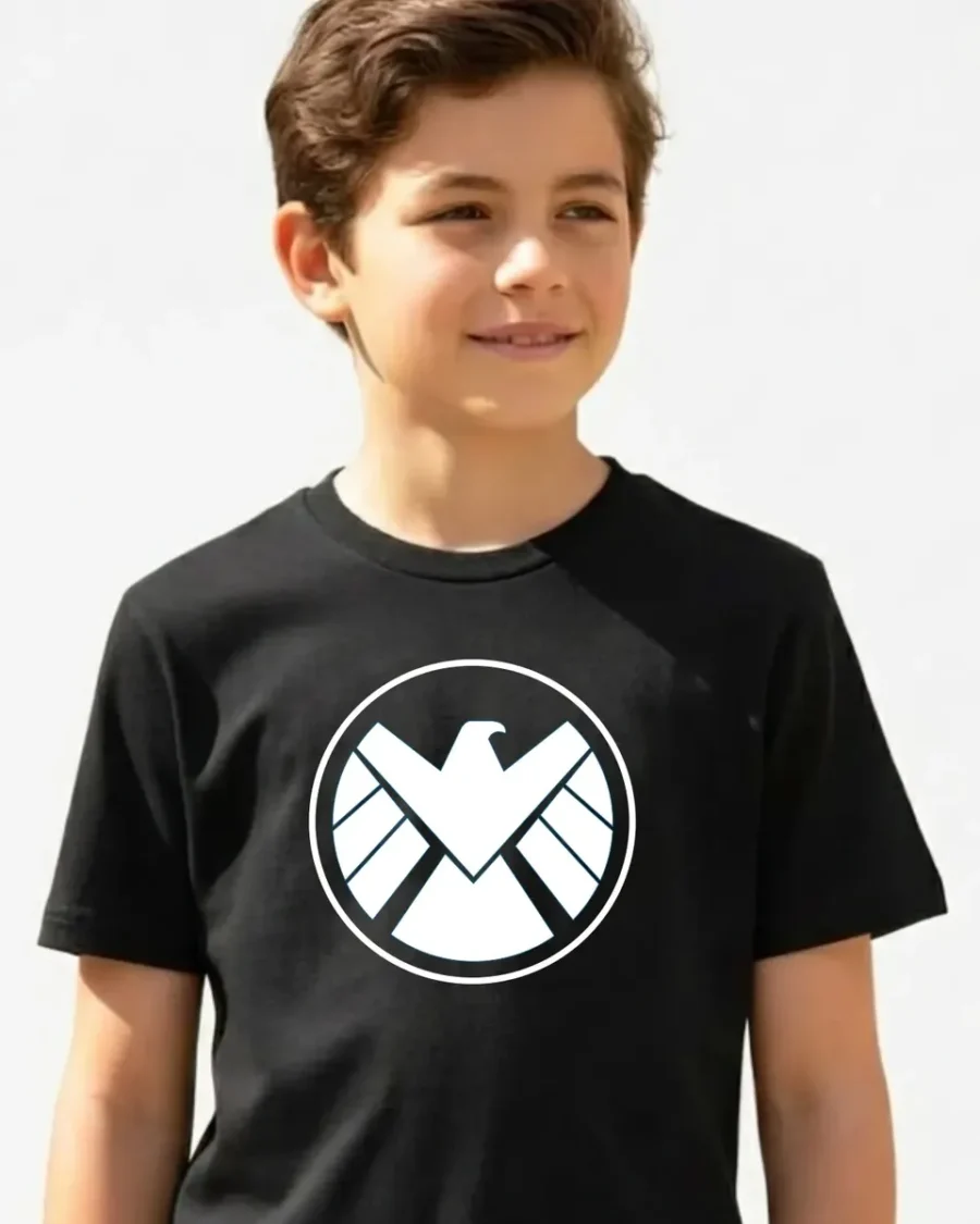 Camiseta Preta Infantil Unissex Shield mlc