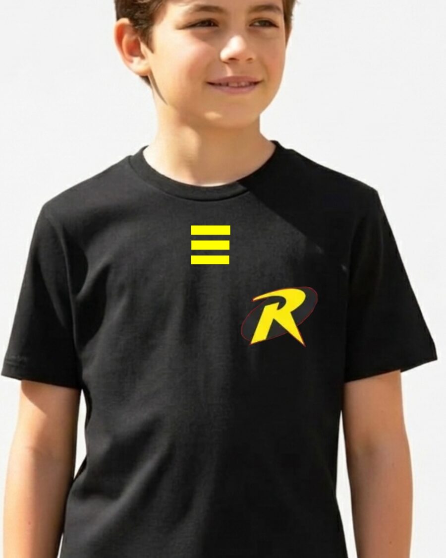 Camiseta Preta Infantil Unissex Robin mlc