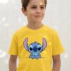 Camiseta Amarela Infantil Unissex Stitch mlc