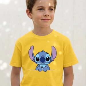 1 Camiseta Amarela Infantil Unissex Stitch mlc