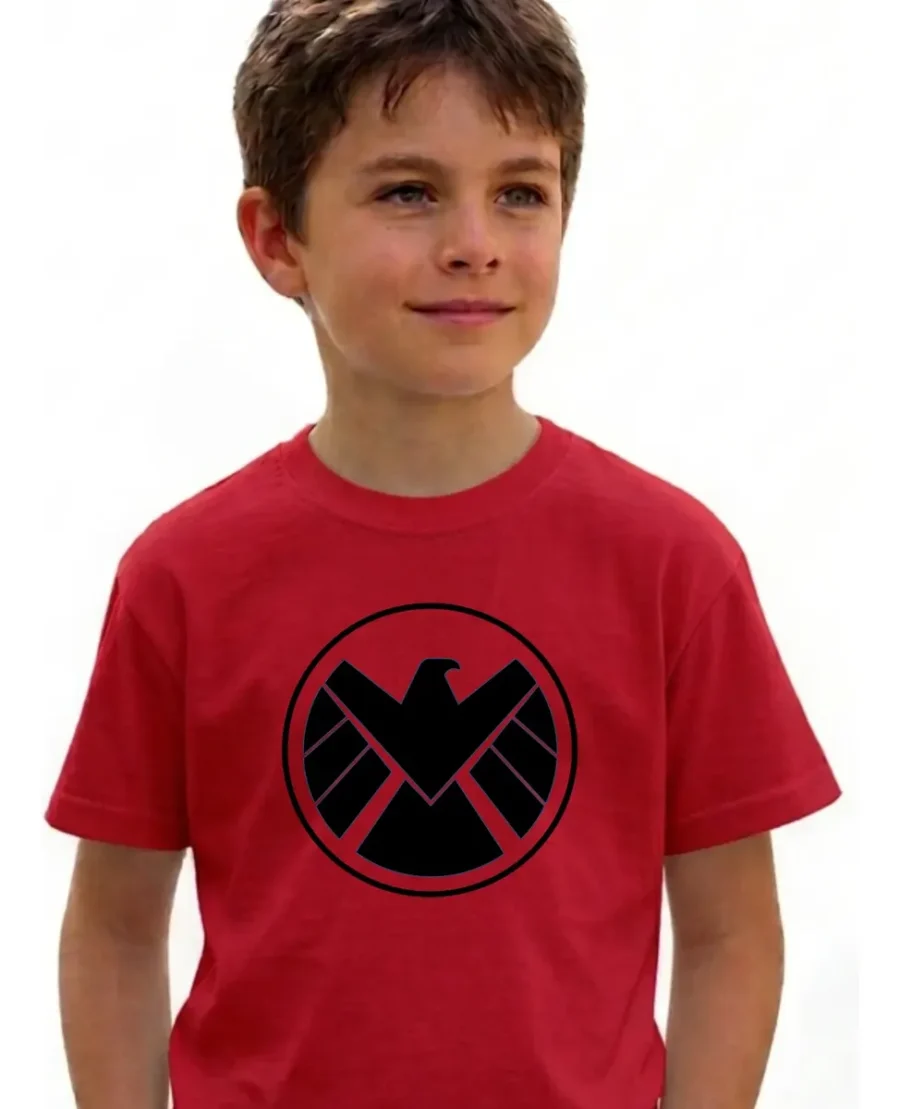 Camiseta Vermelha Infantil Unissex Shield mlc