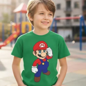 1 Camiseta Verde Infantil Unissex Super Mario Bros Mod 2 mlc