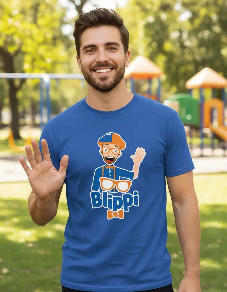 1 Camiseta Azul Adulto Unissex Blippi mlc