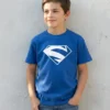 Camiseta Azul Infantil Unissex Super Homem Elétrico mlc