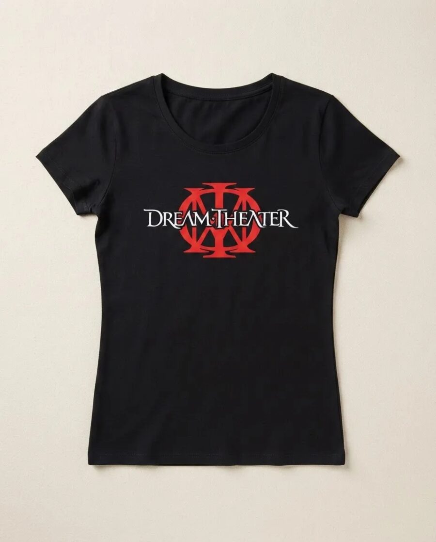 Camiseta Preta Dream Theater Baby Look mlc