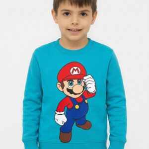 1 Moletom Algodão Flanelado Blue Infantil Super Mario Bros Hd mlr