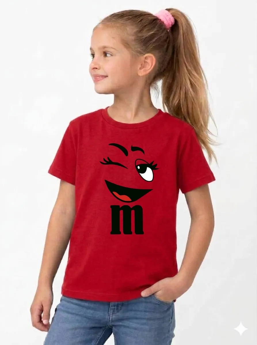 1 Camiseta Vermelha Infantil Unissex Piscadinha Divertida mlc