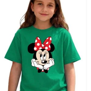 1 Camiseta Manga Curta Verde Infantil Unissex Minnie Mouse mlc