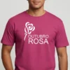 Camiseta Rosa Logo Branco Tradicional Adulto Unissex Outubro Rosa mlc