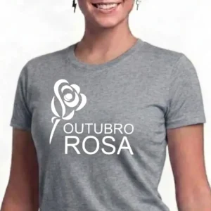 1 Camiseta Cinza Baby Look Feminina Outubro Rosa mlc