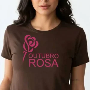 1 Camiseta Marrom Baby Look Feminina Outubro Rosa mlc
