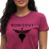 Camiseta Rosa Baby Look Feminina Bon Jovi mlc