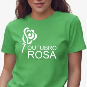 1 Camiseta Verde Baby Look Feminina Outubro Rosa mlc