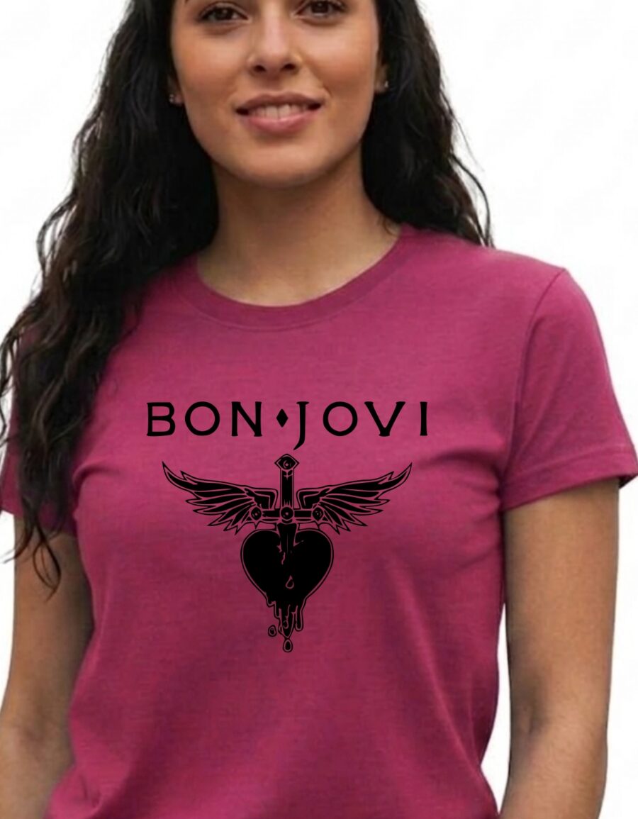 Camiseta Rosa Baby Look Feminina Bon Jovi mlc