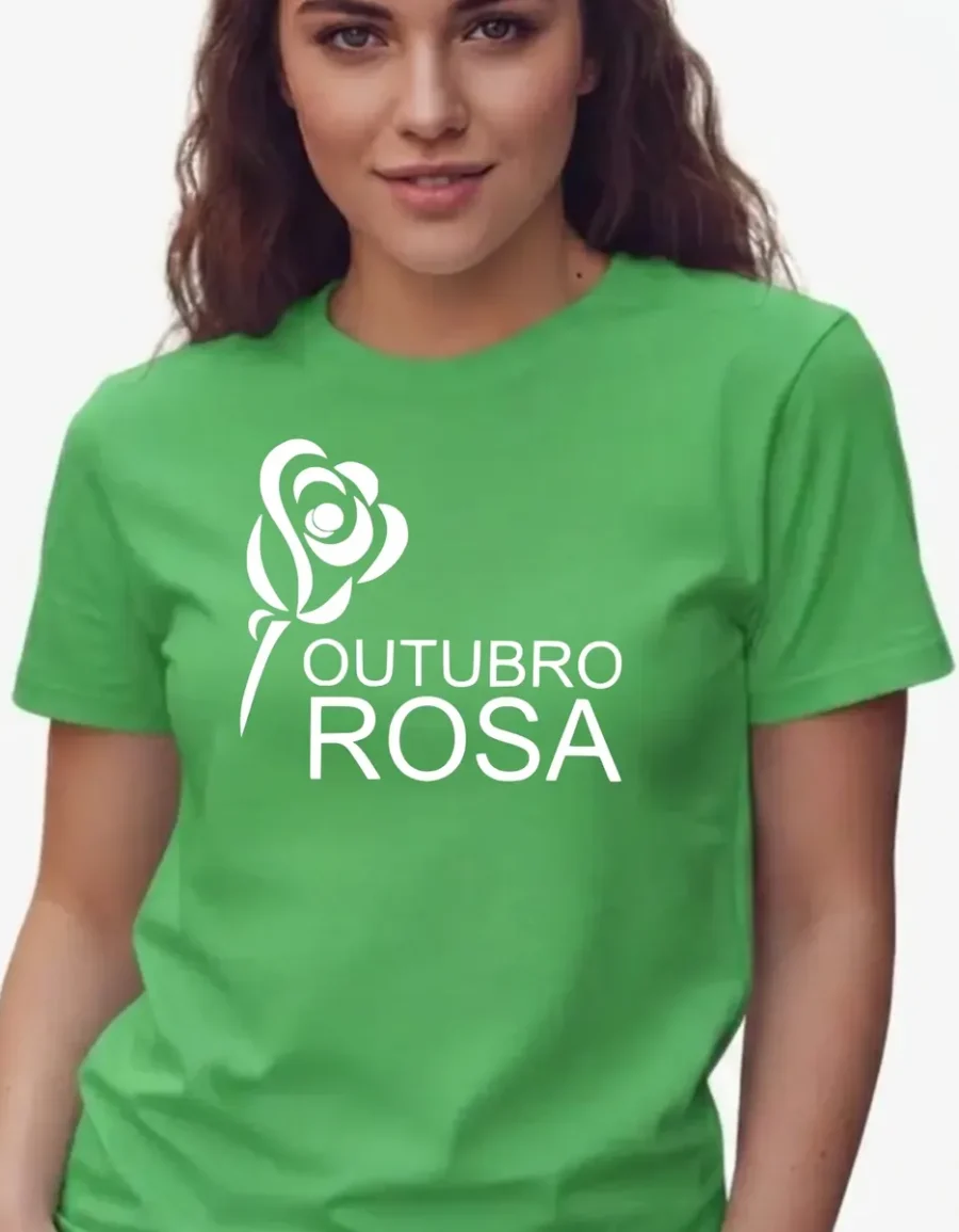 Camiseta Verde Baby Look Feminina Outubro Rosa mlc