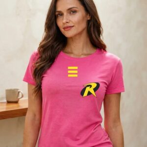 1 Camiseta Rosa Baby Look Feminina Robin mlc