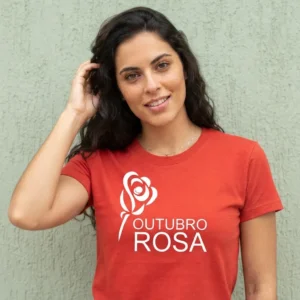 1 Camiseta Vermelha Baby Look Feminina Outubro Rosa mlc