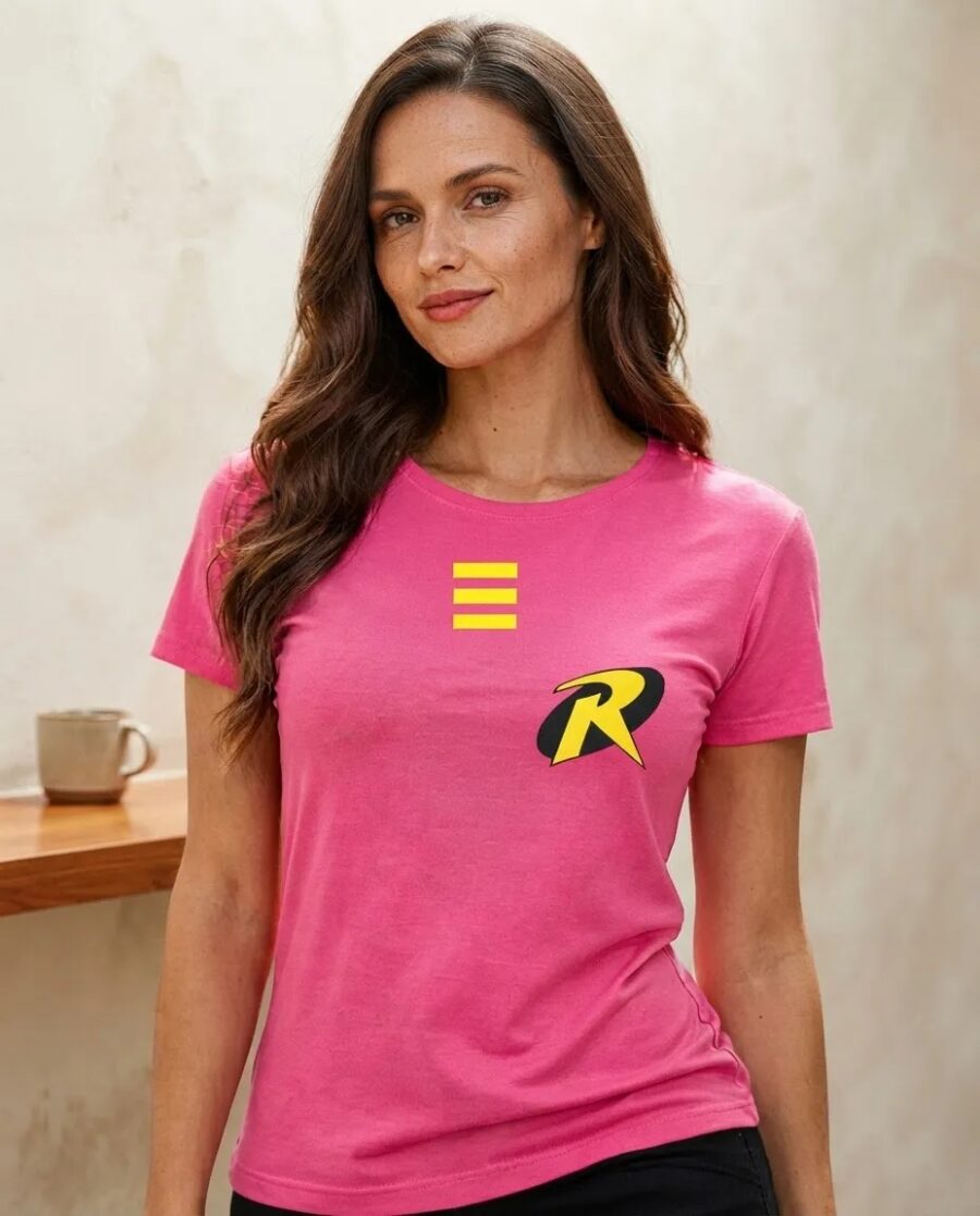 Camiseta Rosa Baby Look Feminina Robin mlr