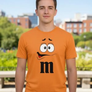 1 Camiseta Laranja Adulto Masculino m&m Carinha mlc